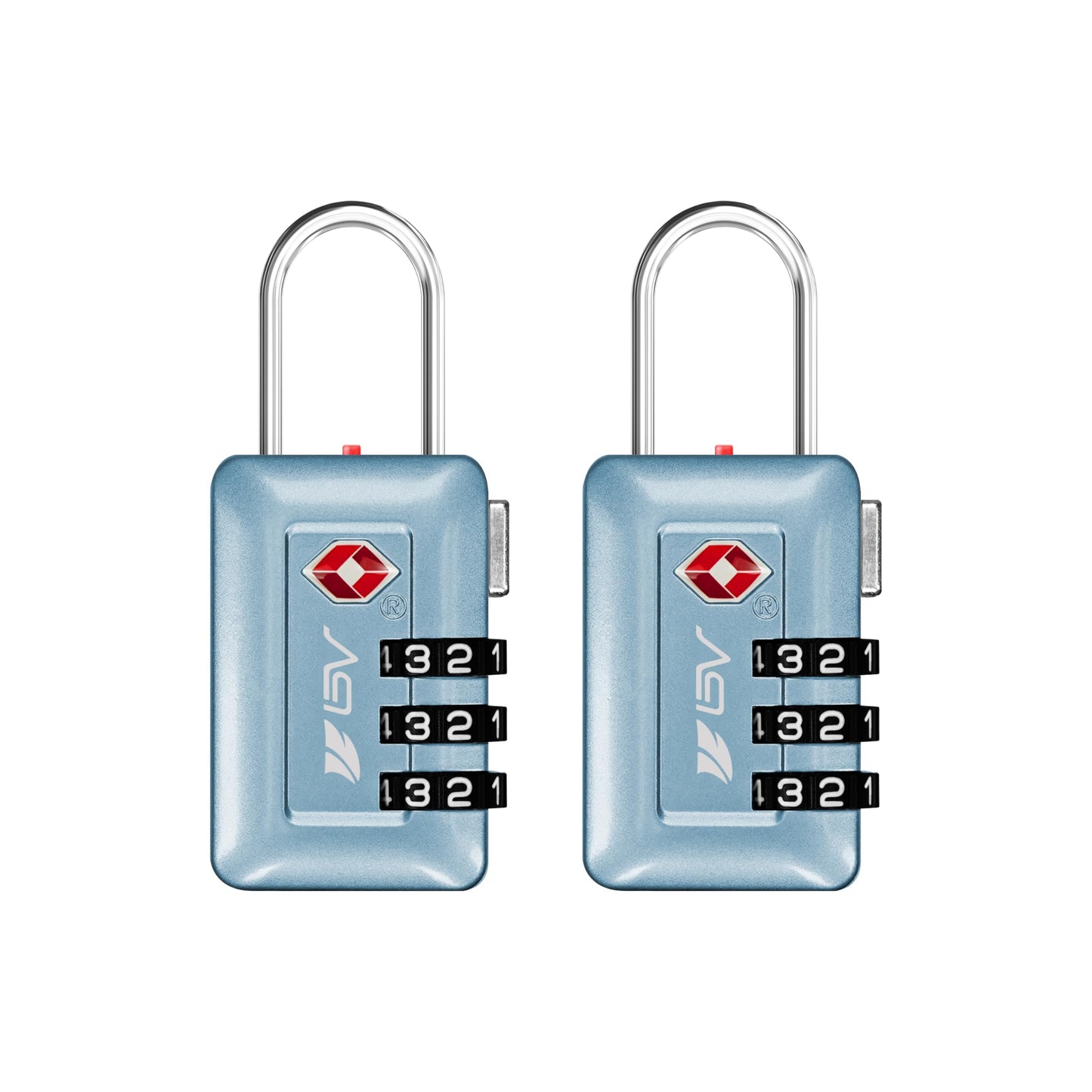 BV TSA Accepted Luggage Travel Lock, Set-Your-Own Combination Lock for School Gym Locker, Luggage Suitcase Baggage Locks, Filing Cabinets, Toolbox, Case (Arctic Blue, 2 Pack)
