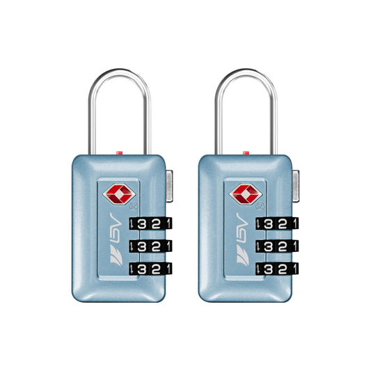 BV TSA Accepted Luggage Travel Lock, Set-Your-Own Combination Lock for School Gym Locker, Luggage Suitcase Baggage Locks, Filing Cabinets, Toolbox, Case (Arctic Blue, 2 Pack)
