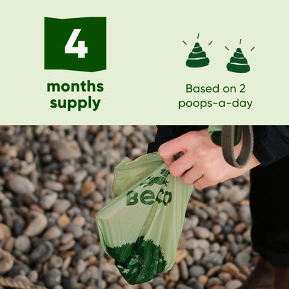 Beco Dog Poop Bags Rolls - Strong & Large - 270 Bags (18 Rolls of 15) Unscented, Dispenser Compatible for Dog Waste