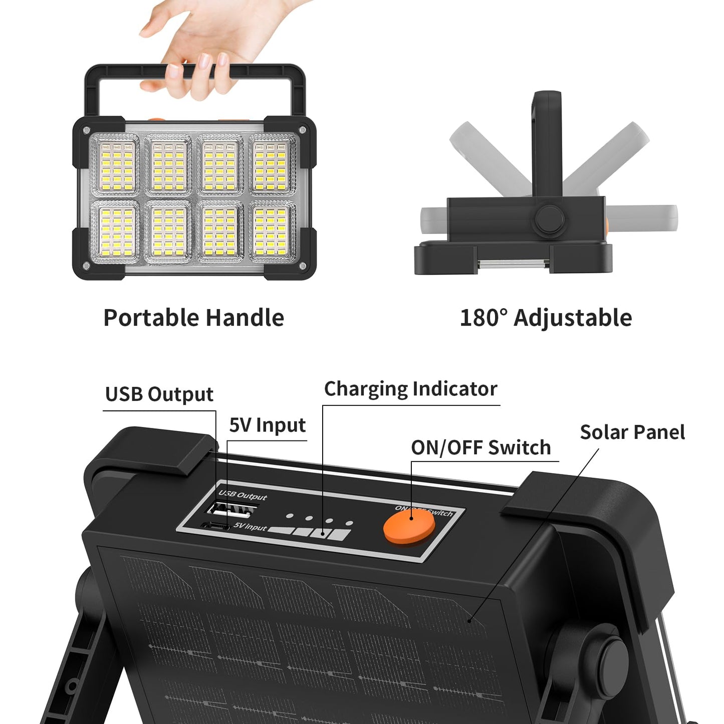 OHAYORI LED Rechargeable Work Light, Portable Floodlight with Power Bank, 4 Modes LED Rechargeable Spotlight, Waterproof Outdoor Emergency Security Light for Fishing, Hiking, Car Repairing
