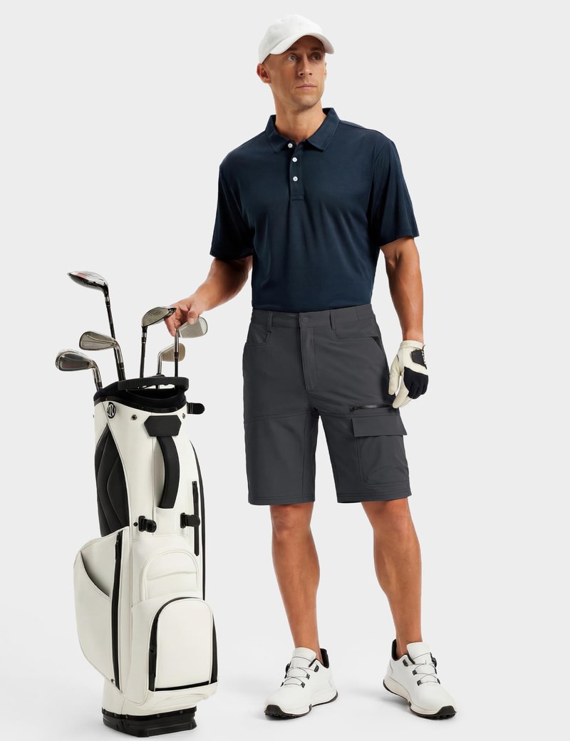 TACVASEN Mens Shorts Casual Golf Dress 10" Summer Cargo Travel Shorts Lightweight Quick Dry Water Resistant Hiking Fishing Dark Gray 40