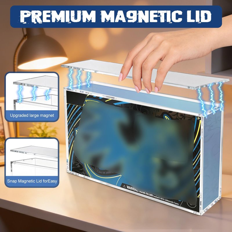 Magnetic Acrylic Display Case for Mega CHARZRD X ex Ultra-Premium Collection UPC and 151 UPC – 8mm/5mm Thick Acrylic with N52 Magnets – Protective Display for Card Collection Boxes