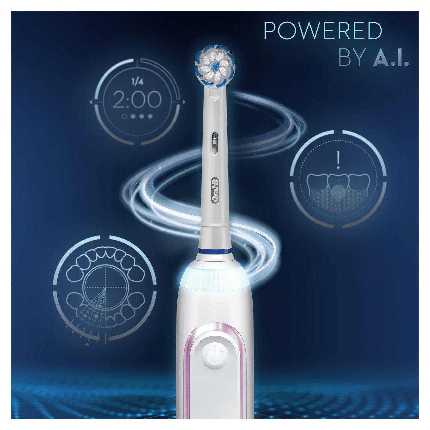 Oral-B Genius X with Artificial Intelligence Blush Pink Electric Toothbrush, 1 Toothbrush Head, 6 Modes, Gum Pressure Sensor, USB Charging Travel Case, UK 2 Pin Plug, Gift for Men/Women