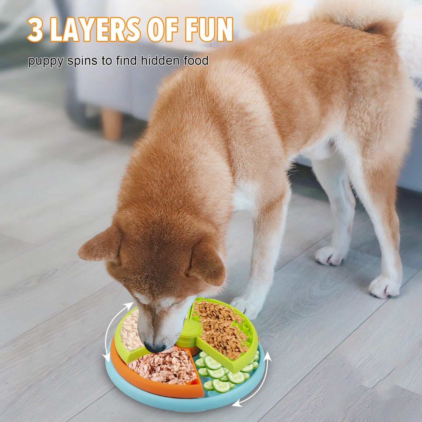 Slow Feeder Dog Bowl 3 Levels, Reduces Boredom and Anxiety, Non-Slip Interactive Puzzle Feeder, Suitable for Small/Medium/Larger Dogs