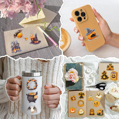 200 PCS Halloween Stickers, Pumpkin Sticker, Non-Repeating Vinyl Waterproof Holiday Party Stickers for Kids & Adults, Halloween Party Favors, Trick or Treat Crafts & Gifts