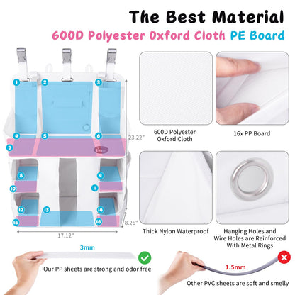 HHZ XL Hanging Diaper Caddy Organizer –Sturdy and Durable Baby Organizer – Diaper Stacker for Changing Table, Crib, Playard or Wall & Nursery Organization （White）