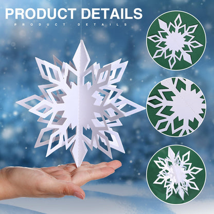 Outus 42 Pcs Winter Christmas Party Decorations 3D Snowflake Hanging Decoration Set 3D Hanging Snowflake Decor Pendant for Christmas Winter Party New Year Home(2 Inch, 3 Inch, 4 Inch,White)
