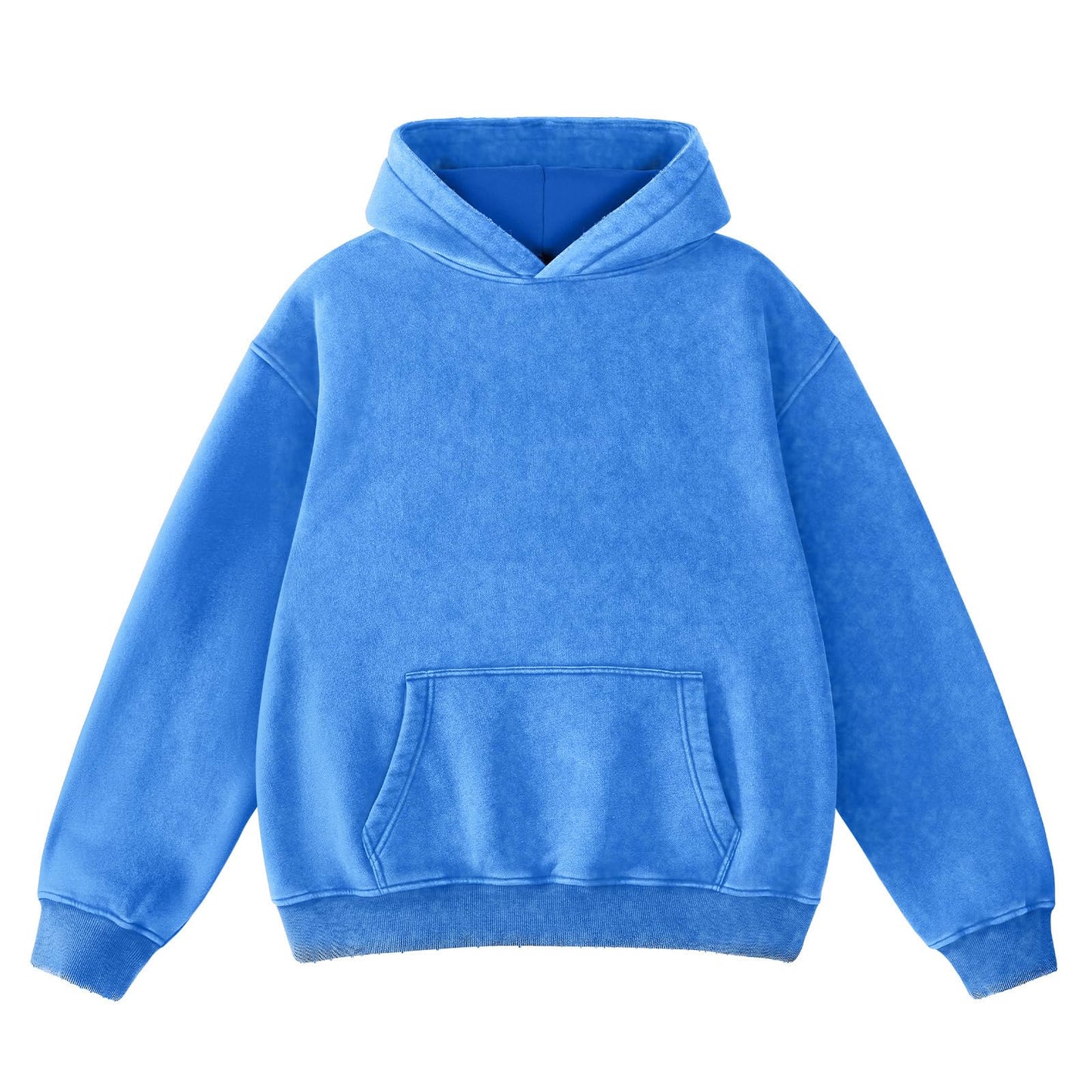 FAIABLE Mens Hoodies Oversized Unisex Acid Wash Hoodie Heavyweight Fleece Vintage Washed Distress Cotton Sweatshirt Men Women Couples Streetwear College Casual Fall Winter Autumn 2025 Bright Blue