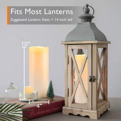 Homemory 10” x 4" Waterproof Outdoor Flameless Candles - Battery Operated Flickering LED Pillar Candles for Indoor Outdoor Lanterns, Long Lasting, Large, Set of 2