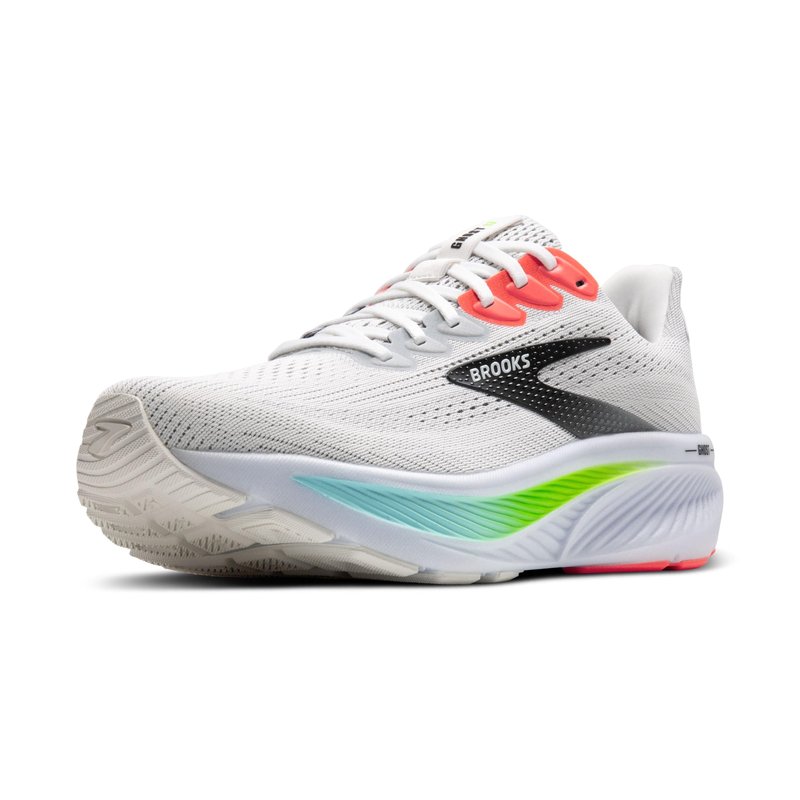 Brooks Men’s Ghost 17 Neutral Running Shoe - White/Pink Clay/Gecko - 7 Wide