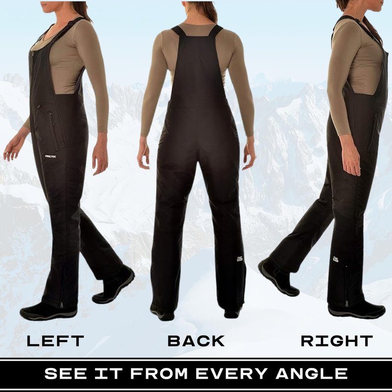Arctix Women's Essential Insulated Bib Overalls, Black, X-Large Short