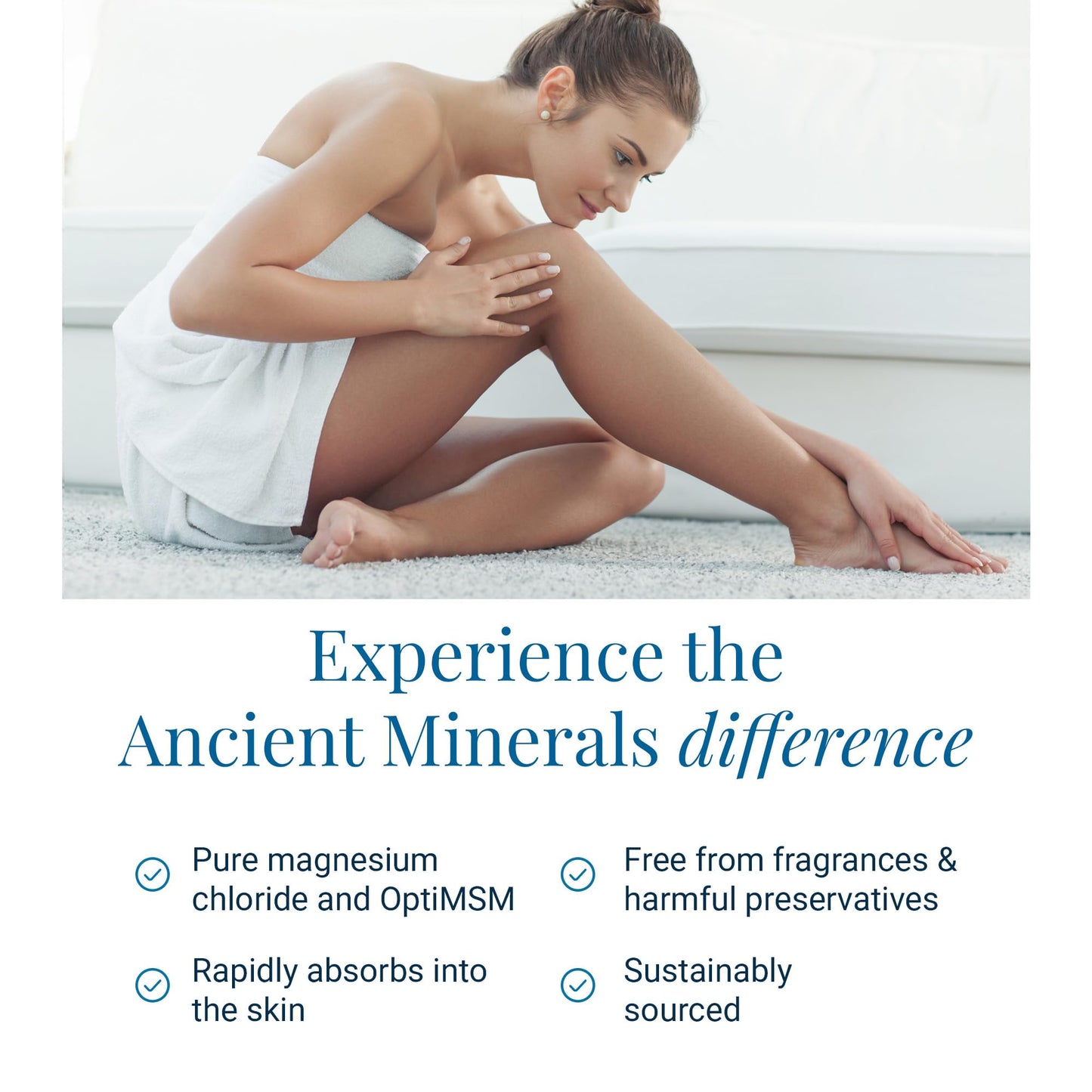 Ancient Minerals Magnesium Oil Ultra Spray with OptiMSM - Pure Genuine Zechstein Magnesium Chloride Supplement with MSM - Best Topical Skin Application for Dermal Absorption (8oz)