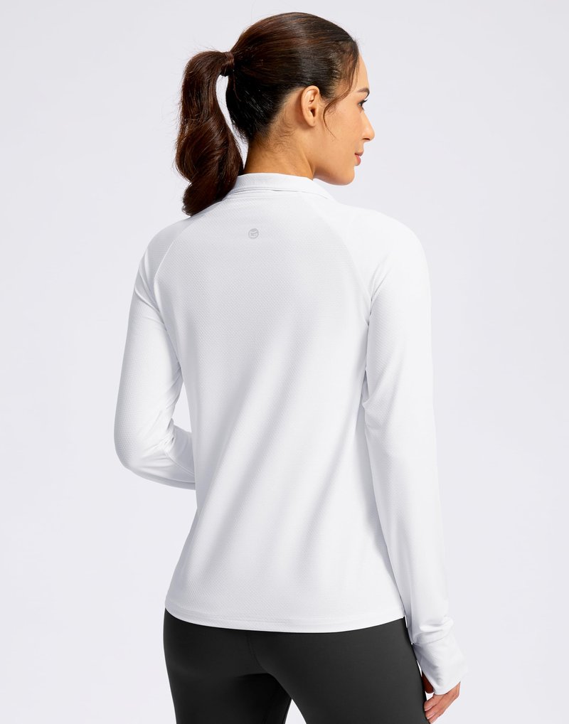 G Gradual Women's UPF 50+ Lightweight Athletic Jacket Sun Protection Zip Up 4 Pockets Long Sleeve Shirts Workout Running, White, L