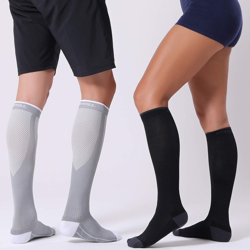 FITRELL 3 Pairs Compression Socks for Women and Men 20-30mmHg- Circulation and Muscle Support Socks for Travel, Running, Nurse, Knee High, Medical BLACK L/XL
