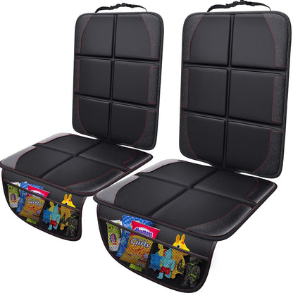 Gimars Car Seat Protector, 2 Pack, Leather Seats Protectors for Child Seats, Isofix Compatible, Waterproof Baby Carseat Cover with Thicker Pad, 2 Mesh Pockets for SUV Sedan Trunk Pet Kids