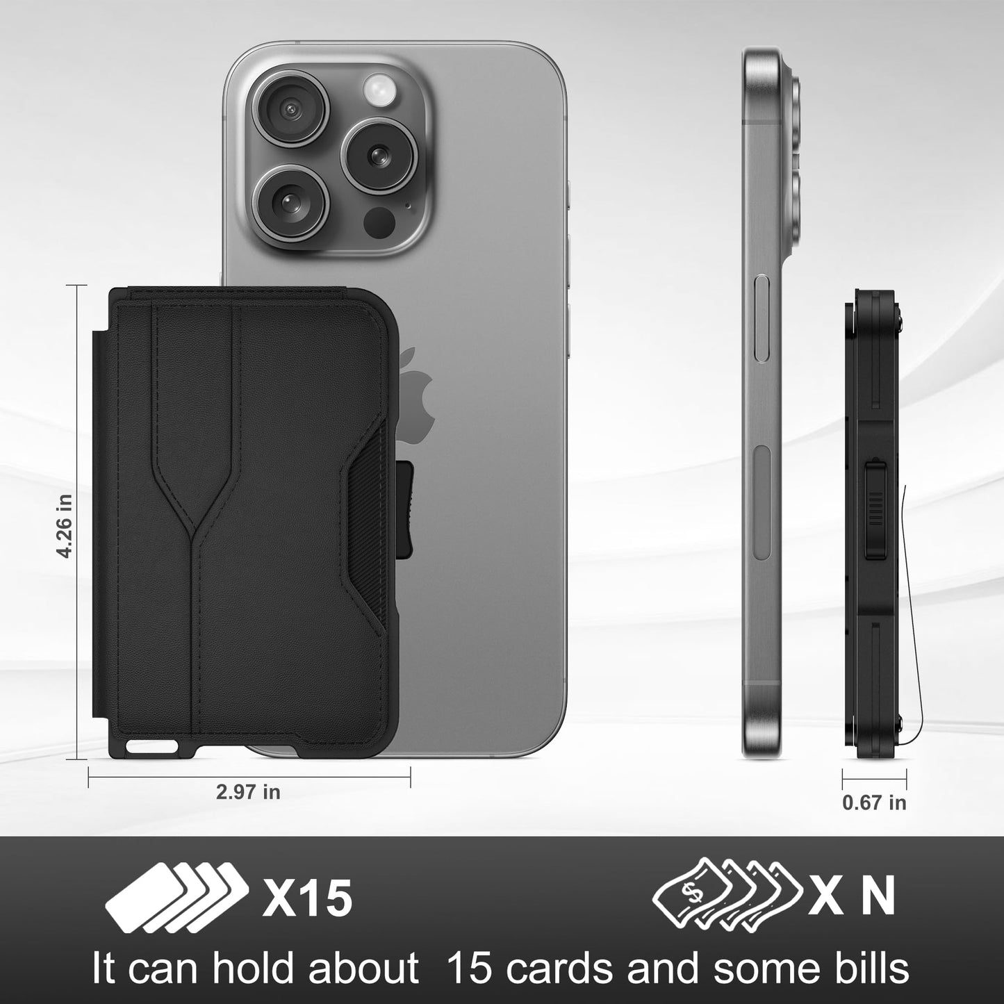 tizmuo Wallet for Men, Slim Wallet for Men with Money Clip, Pop Up Card Case, RFID Blocking Bifold Wallets, Minimalist Leather Slots Credit Card Holder with Gift Box, Black