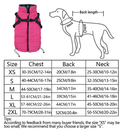Pethiy - Winter Coat for Dogs with Built-In Harness, Warm Fleece Dog Jacket, Waterproof Dog Clothes Vest with Harness, Outdoor Sweater for Medium and Small Dogs-Pink-M
