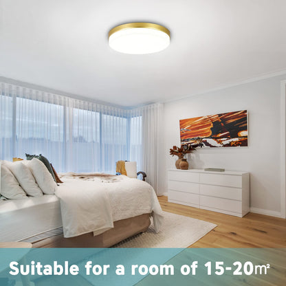 ASHUAQI Gold LED Ceiling Light, 36W 4000K Natural White Bathroom Lights, 3240LM Round Bright Ceiling Lights for Kitchen, Bedroom, Hallway, Utility Room, Laundry, Toilet, Porch, Ø23 CM