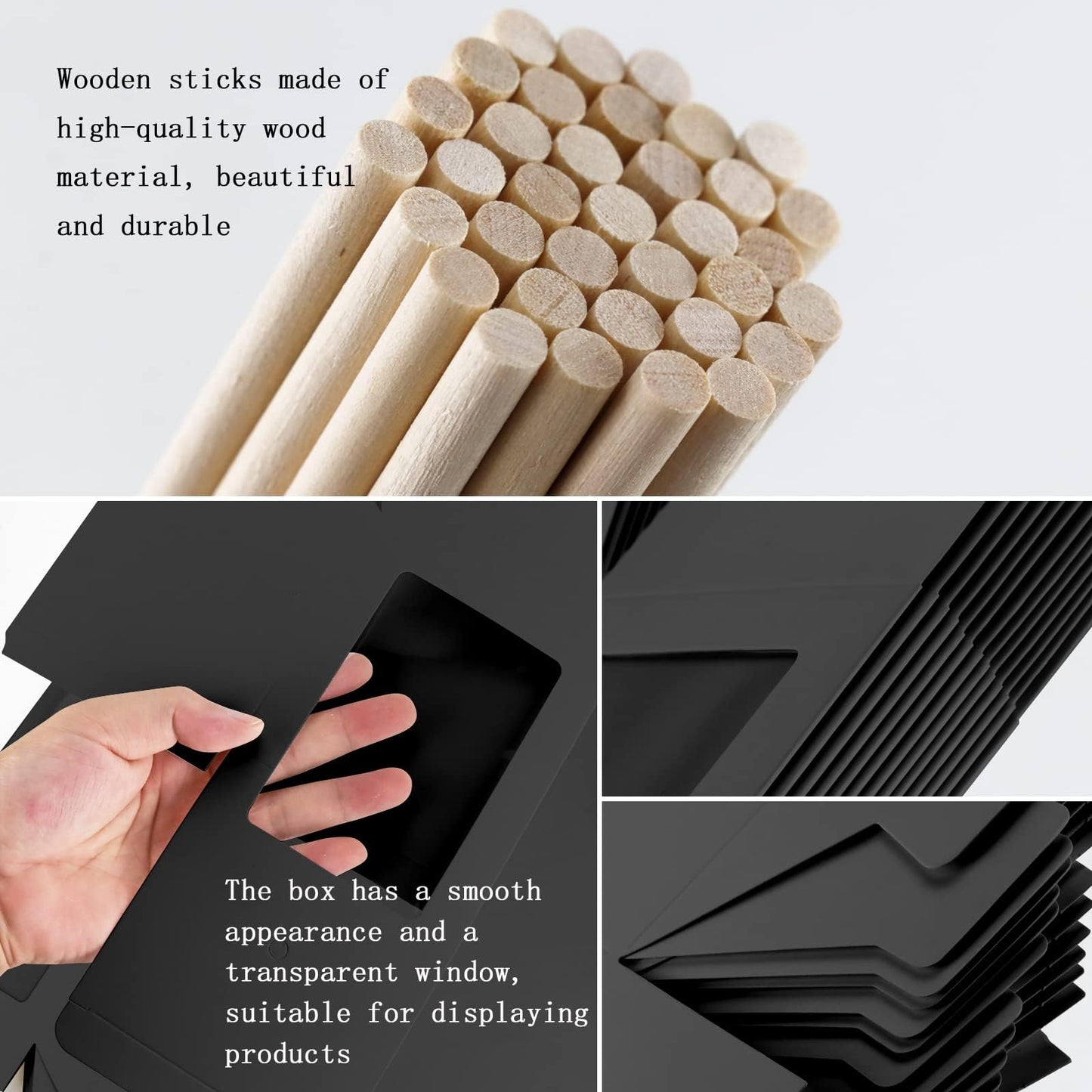 BadenBach 40 Pack Kraft Candy Apple Boxes with Sticks,4" x 4" x 4",Caramel Apple Box Kit Chocolate Cake Treat Boxes with Clear Window for Wedding,Party,Birthday,Baby Shower,Halloween (Black)