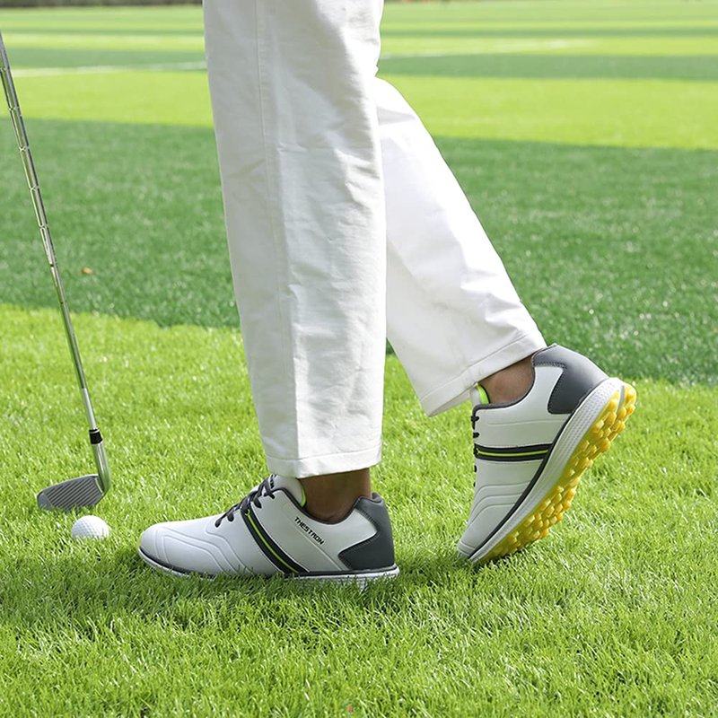 Waterproof Golf Shoes Men Professional Golf Sneakers Spikless Light Weight Walking Footwears Outdoor Male Walking Shoes (10.5,White)