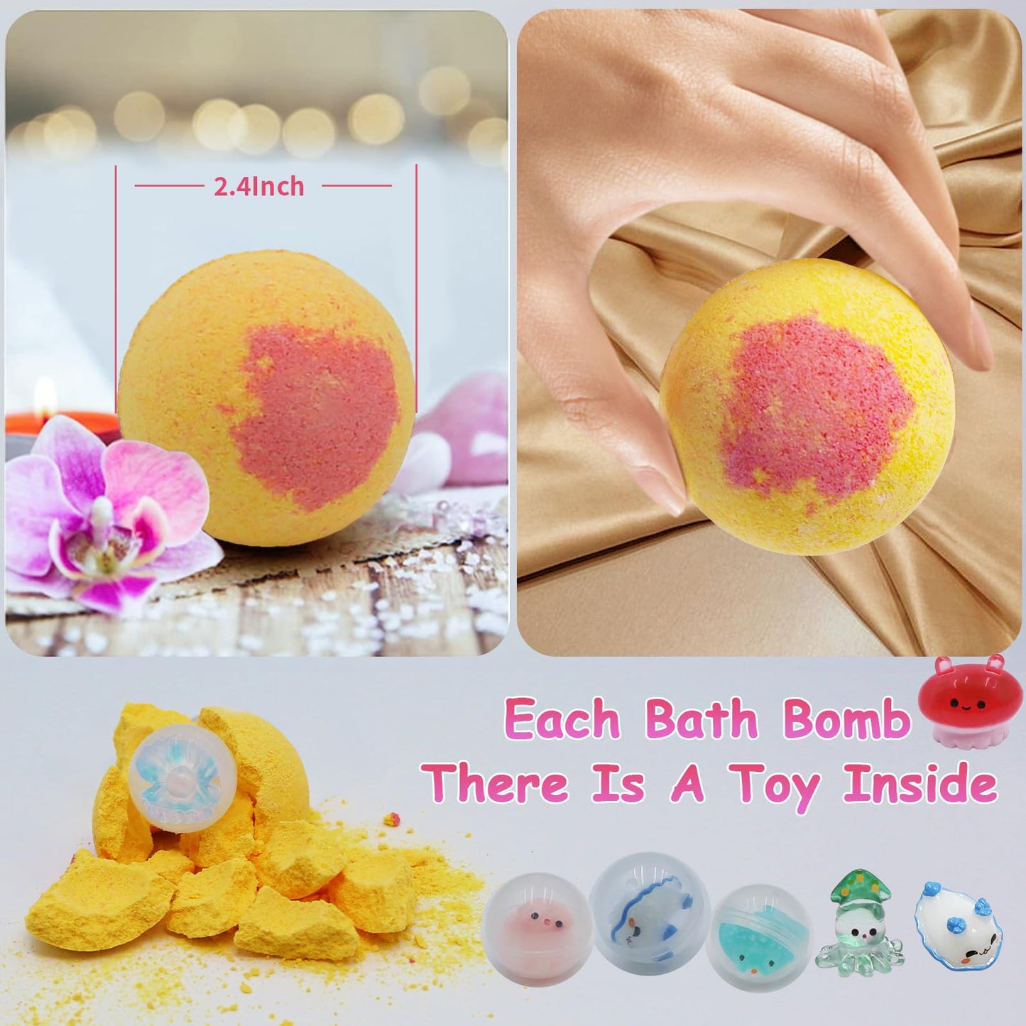 12 pcs TTRWIN Bath Bomb Gift Set,with Surprise Toys Inside, Organic and All Natural Ingredients Bubble Bath Bombs Fizzes Spa Ideal Birthday Easter for Boys & Girls