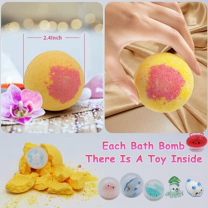 12 pcs TTRWIN Bath Bomb Gift Set,with Surprise Toys Inside, Organic and All Natural Ingredients Bubble Bath Bombs Fizzes Spa Ideal Birthday Easter for Boys & Girls