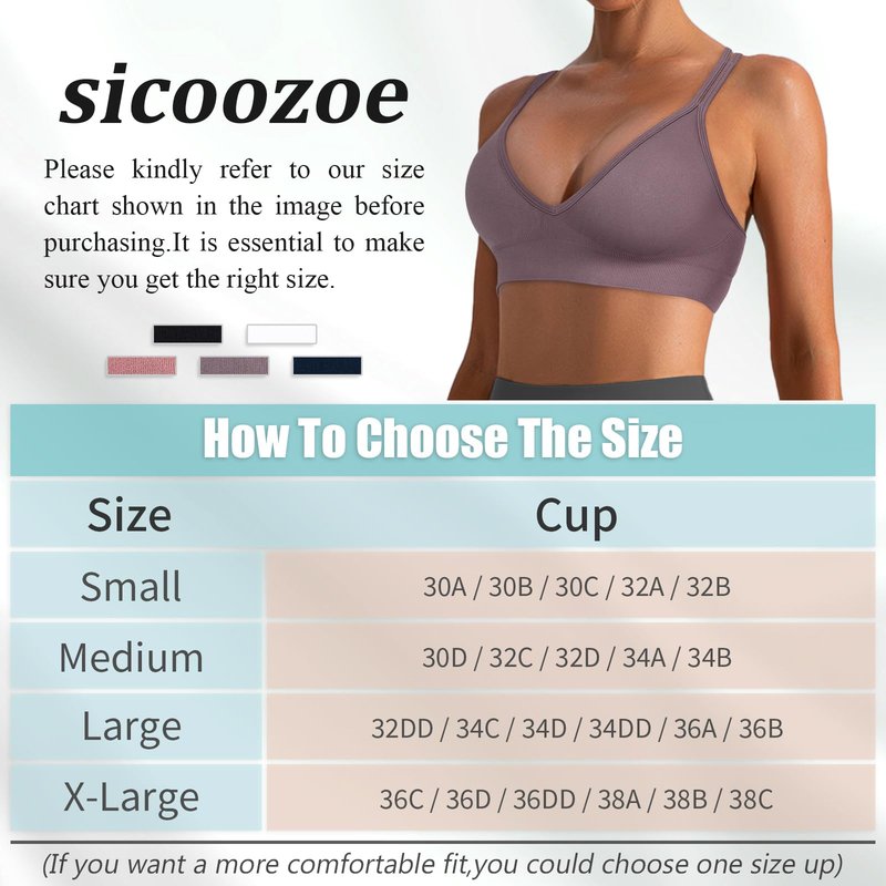 Sports Bra for Women,V-Neck Strappy Sports Bras Padded Criss Cross Back Low Support Yoga Bra with Removable Cups 3 Pack