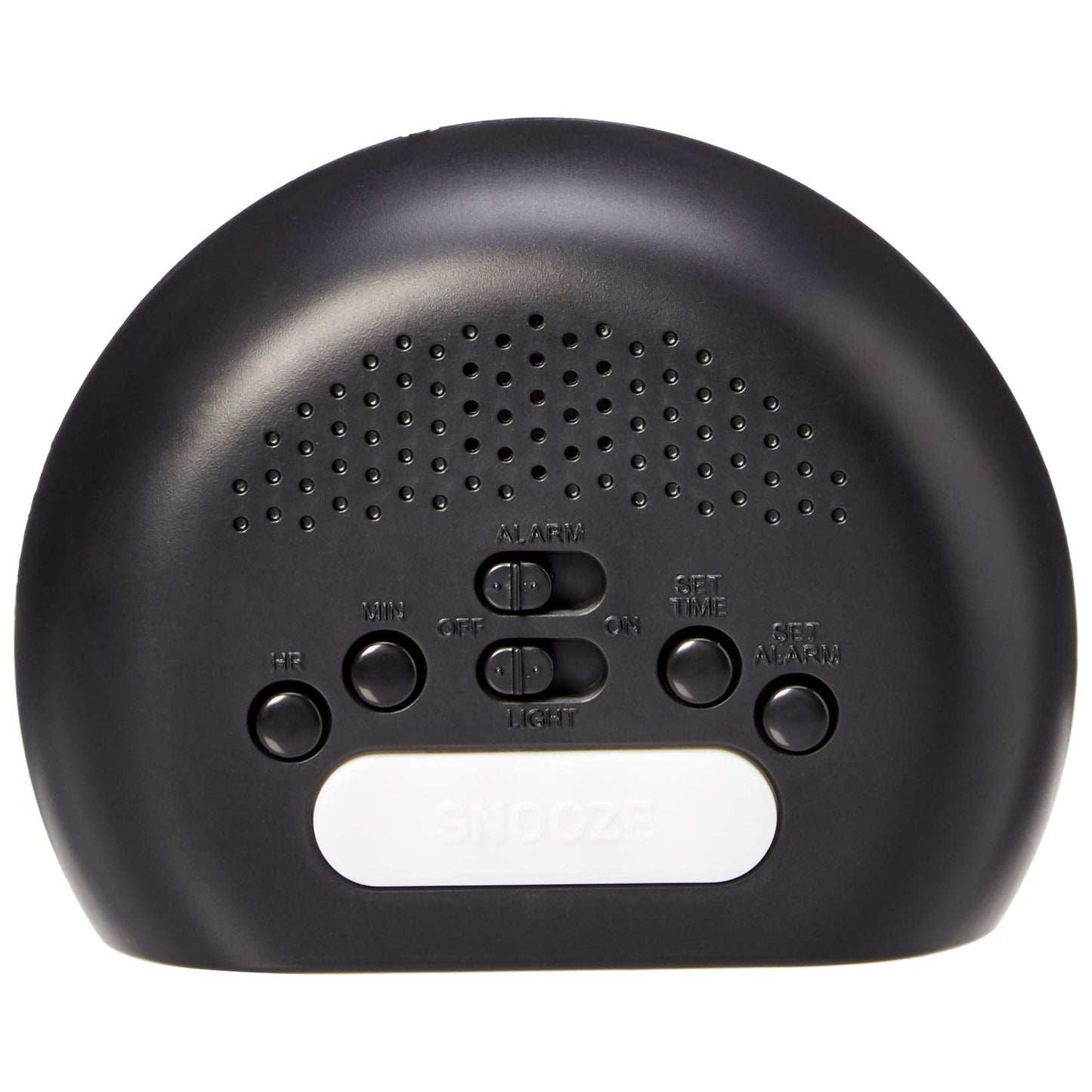 Amazon Basics Small Digital Oval Alarm Clock With LED Display, Nightlight & Battery Backup, Black, 4.5 x 3.5 x 2.4 Inches