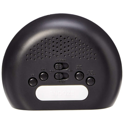 Amazon Basics Small Digital Oval Alarm Clock With LED Display, Nightlight & Battery Backup, Black, 4.5 x 3.5 x 2.4 Inches