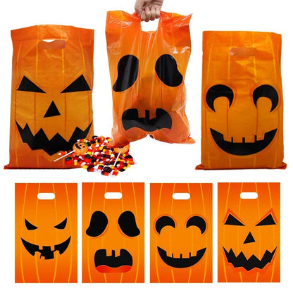 Lulu Home Halloween Jack O Lantern Bags, Plastic Goodie Bags for Trick Or Treat, Party Favor Bags, 72PCS