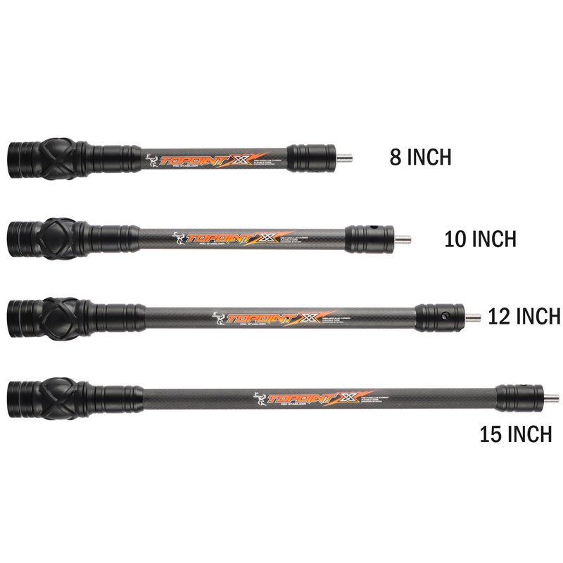 ZSHJGJR Archery Bow Stabilizer Bar 8",10",12", 15" for Compound Bow, 3K Carbon Fiber Body Flexible Core, Damping System and Weights Kit for Vibration Reduction (10 Inch)