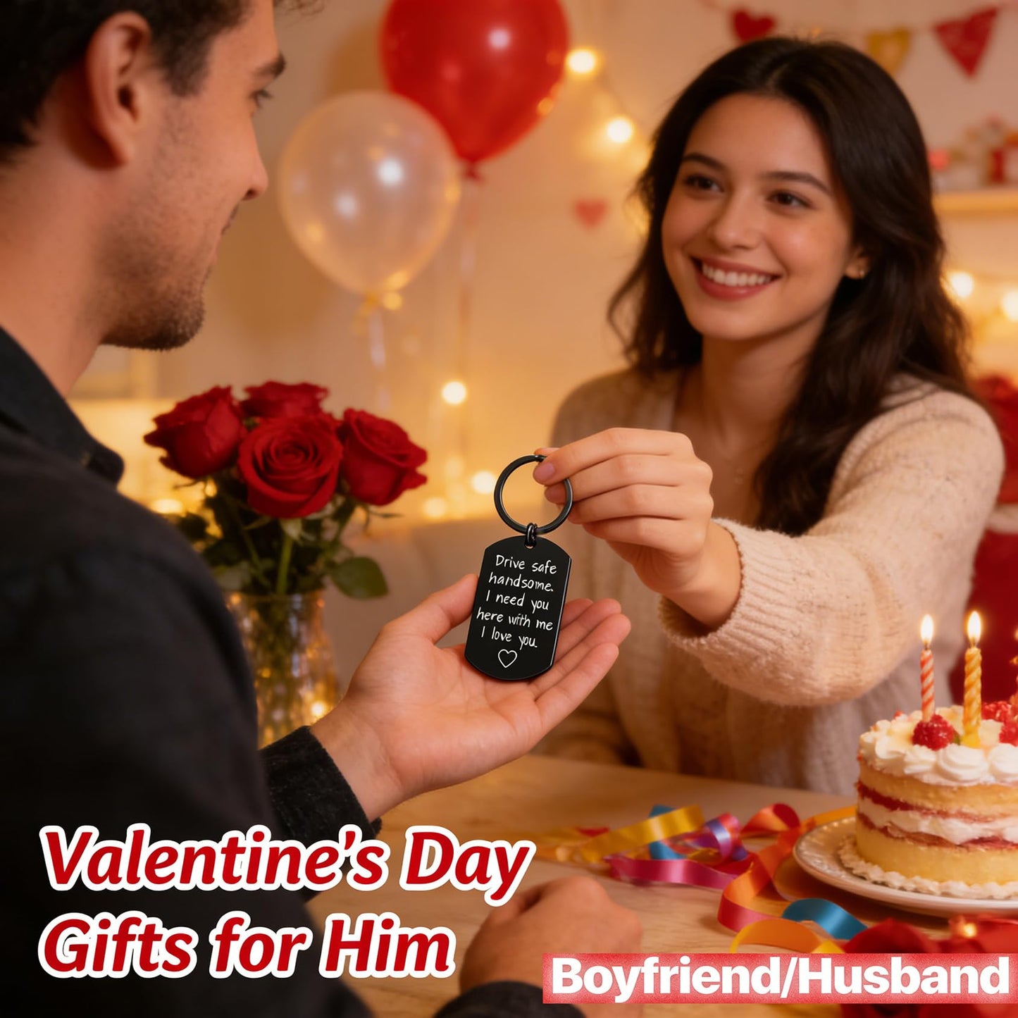 Drive Safe Keychain for Boyfriend - Drive Safe Handsome I Need You Here With Me Keyring Birthday Valentine’s Day Gifts for Him Boyfriend Husband Gifts