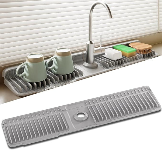 Faucet Mat for Kitchen Sink, 24 Inch Longer Silicone Sink Splash Guard