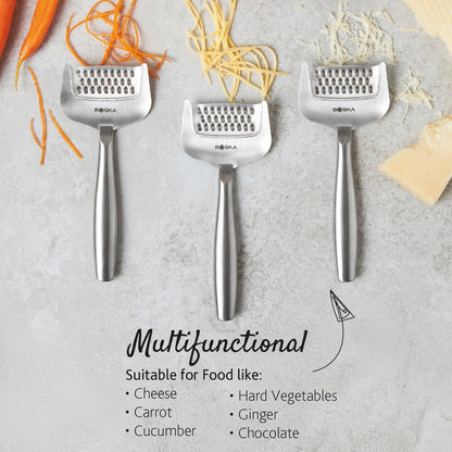 Boska Stainless Steel Grater - Cheese Grater Copenhagen Best for Hard Cheese, Citrus, and Vegetables - Multifunctional Rust-Proof Shredder - Manual Handheld - 10 Year Warranty
