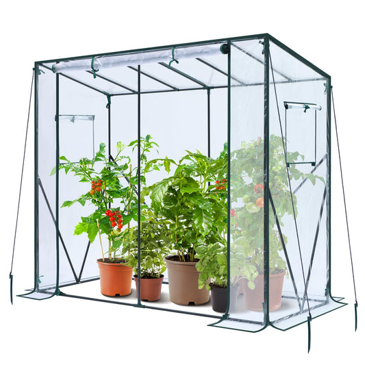 Ohuhu Tomato Greenhouse for Outdoors: Portable Lean to Green House Heavy Duty with Roll-Up Zippered Door, Tall Plastic Greenhouses for Outside Plants Growing Shed Tent for Backyard Transparent