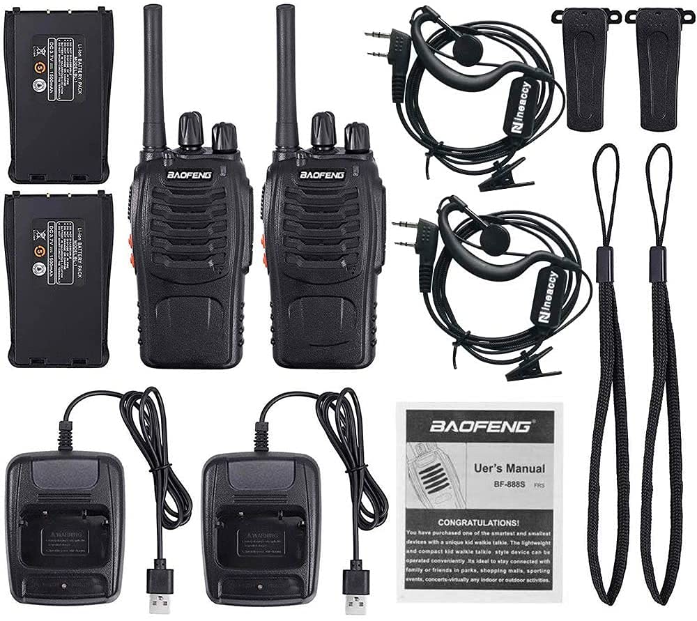 Nineaccy walkie talkie 2 way radio long range,16 Channel Portable walkie talky adult,rechargeable walkie talkies long distance Handheld Transceiver with LED light and earpiece
