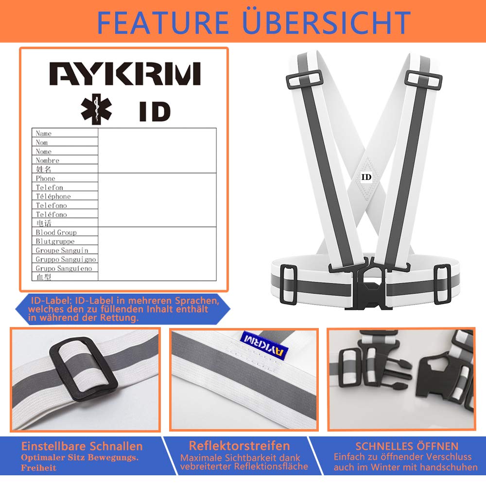 AYKRM Multiple colors optional High Visibility hi vis Reflective running safety Vest