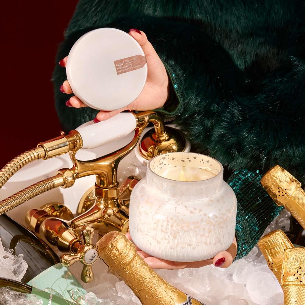 Capri Blue Holiday Mercury Jar Candle - Soy Blend - Fall Candles for Home Scented with White Pumpkin, Nutmeg & Vanilla - Pumpkin Candle for Fall Decor - Signature (Pumpkin Dulce, 19 oz)