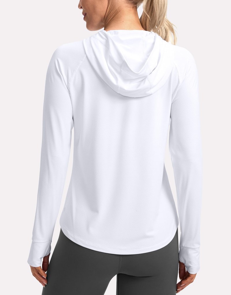 G Gradual Women's UPF 50+ Sun Protection Hoodie Jacket Lightweight Zip Up Jackets Long Sleeve Shirts for Women Hiking Outdoor(White,XS)