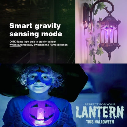 Upgraded LED Purple Flame Light Bulbs, 4-Mode Flickering Light Bulbs with Gravity Sensor, E26 Fire Light Bulb for Porch Party Patio Home Halloween Christmas Indoor Outdoor (Purple, 1)