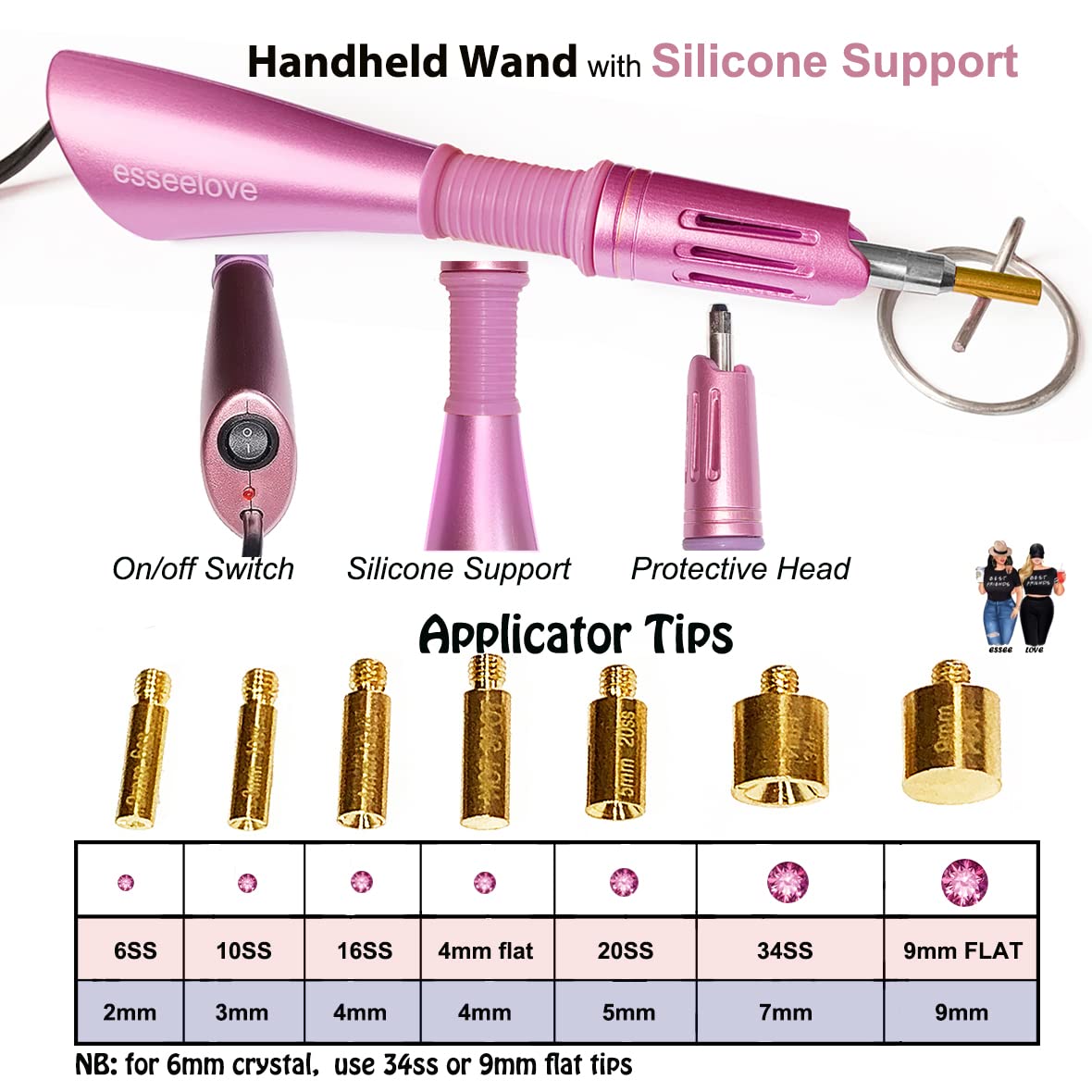 esseelove Hotfix Applicator Tool, DIY Hot Fix Rhinestone Setter, Hot Fixed Kit, 5679 Pcs, AB, Clear, 34/30/20/16/10SS, 12 Colors, Bigger Rhinestones, Gem Picker, Bedazzler Kit with Rhinestones