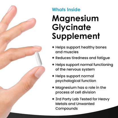 Magnesium Glycinate - 360 High Strength Capsules Pure Magnesium - 1040mg of Magnesium Providing 208mg Elemental Magnesium Per Serving -Magnesium Supplements – Bones, Muscle Health, Vegan, UK Made