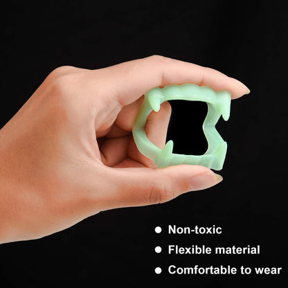 50 Pieces Halloween Vampire Teeth Glow in The Dark Plastic Glowing Vampire Fangs Teeth for Kids Dress Up Pretend Play Halloween Cosplay Masquerade Party Costume Decorations