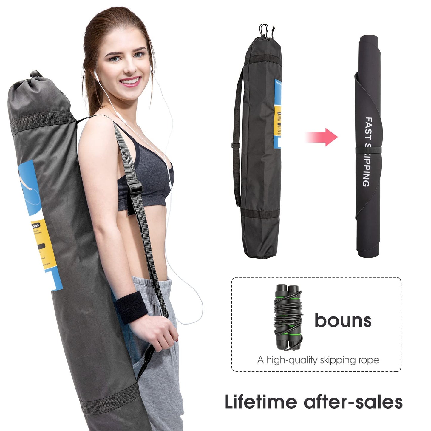 Jump Rope Mat，Large Rubber Exercise Indoor Outdoor，Shock Absorbing Mat Non-Slip Oval Design for Floor & Rope Protection, Workout Mats for Home Gym Flooring(Black)