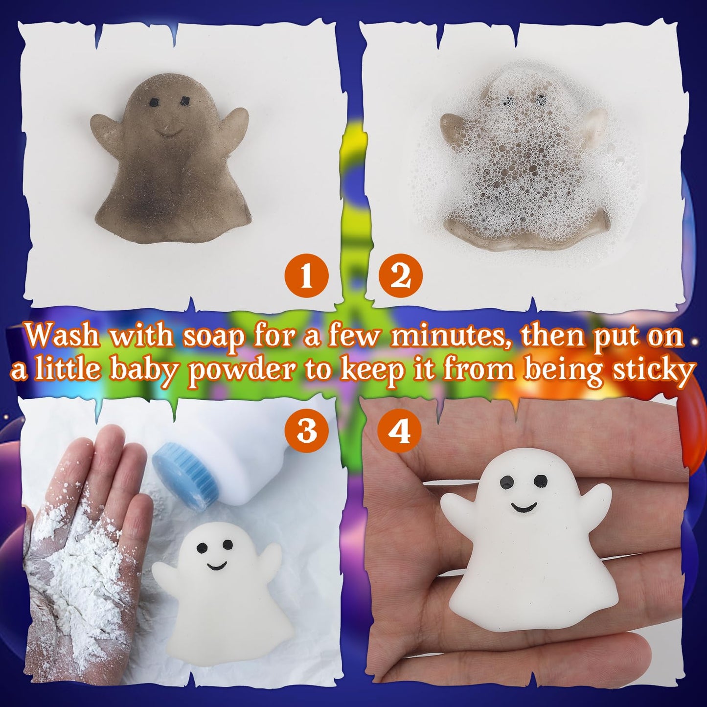 TOANWOD 24PCS Halloween Party Favors Squishy Toys : Goodie Bag Stuffers Fidgets Toys Bulk Cheap - Halloween Trinkets Trick or Treat - Classroom Prize Gifts School Supplies (24 Squishies+24 Stickers)