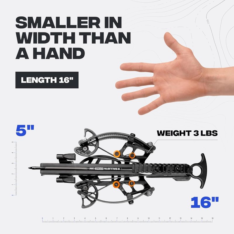 BALLISTA BAT Reverse Draw Mini Crossbow - 340 FPS, 150lbs Power | Lightweight 3lbs for Hunting & Target Shooting