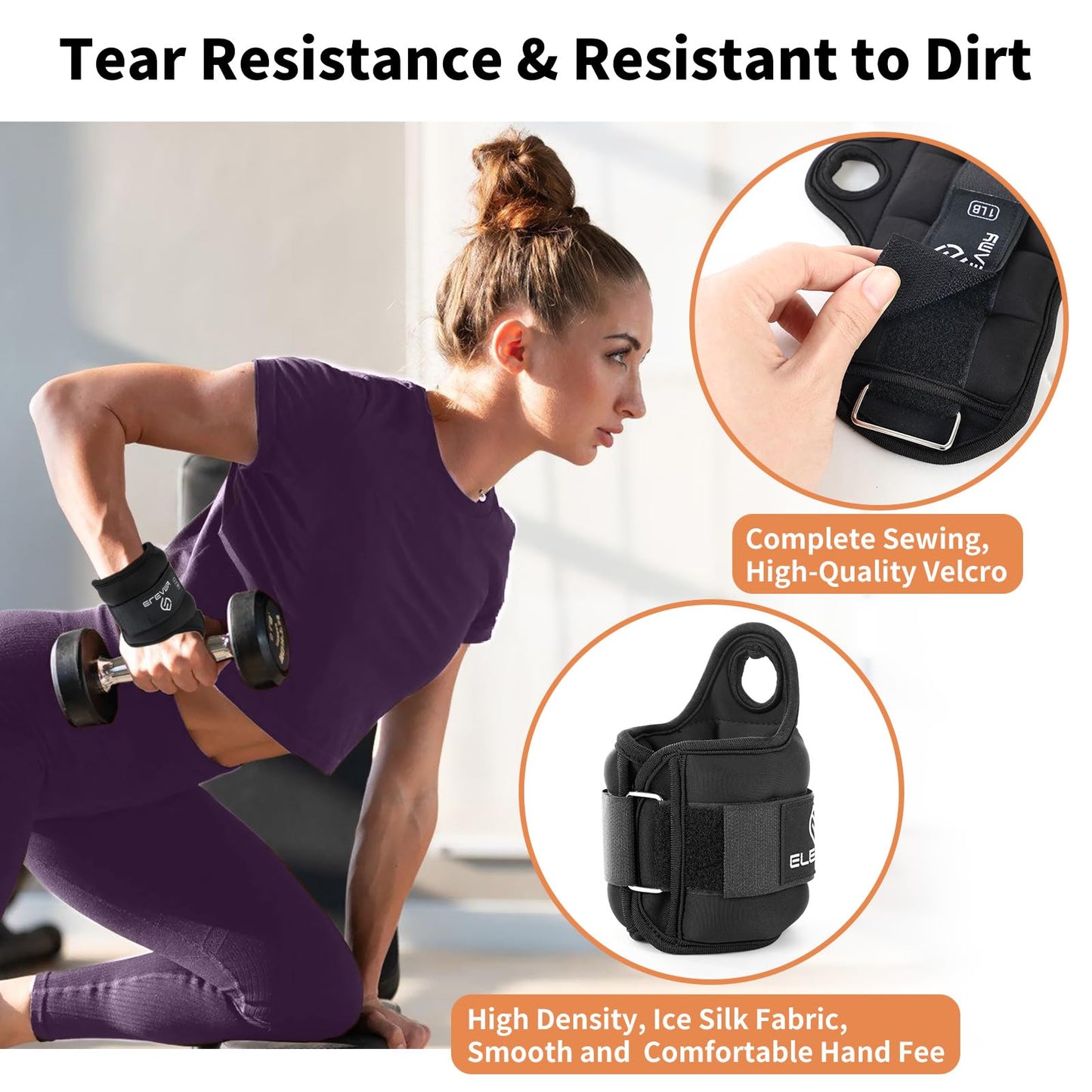 ELEAMY Wrist Weights with Thumb Loops Lock for Women & Men, 0.5lb*2/1lb*2/1.5lb*2/2lb*2/3lb*2,Premium Ice Silk Fabric,Comfortable & Tear Resistant for Walking,Running,Fitness and More（1.5lb*2 Black）