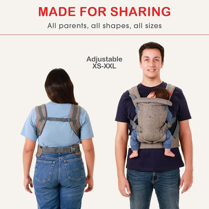 YOU+ME 4-in-1 Baby Carrier Newborn to Toddler - All Positions Baby Carriers from Newborn - Front & Back Carry Baby Carriers - Includes 2-in-1 Bandana Bib - Baby Holder for 8-32 lbs (Grey Mesh)