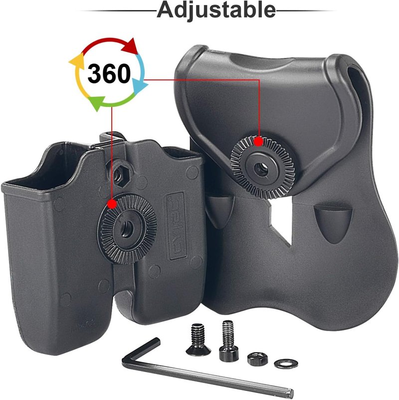 Double Magazine Pouch for Glock 17, 19, 22, 23 | 9mm & .40 Cal Dual Stack Mag Holder - Adjustable Ambidextrous Design | Black