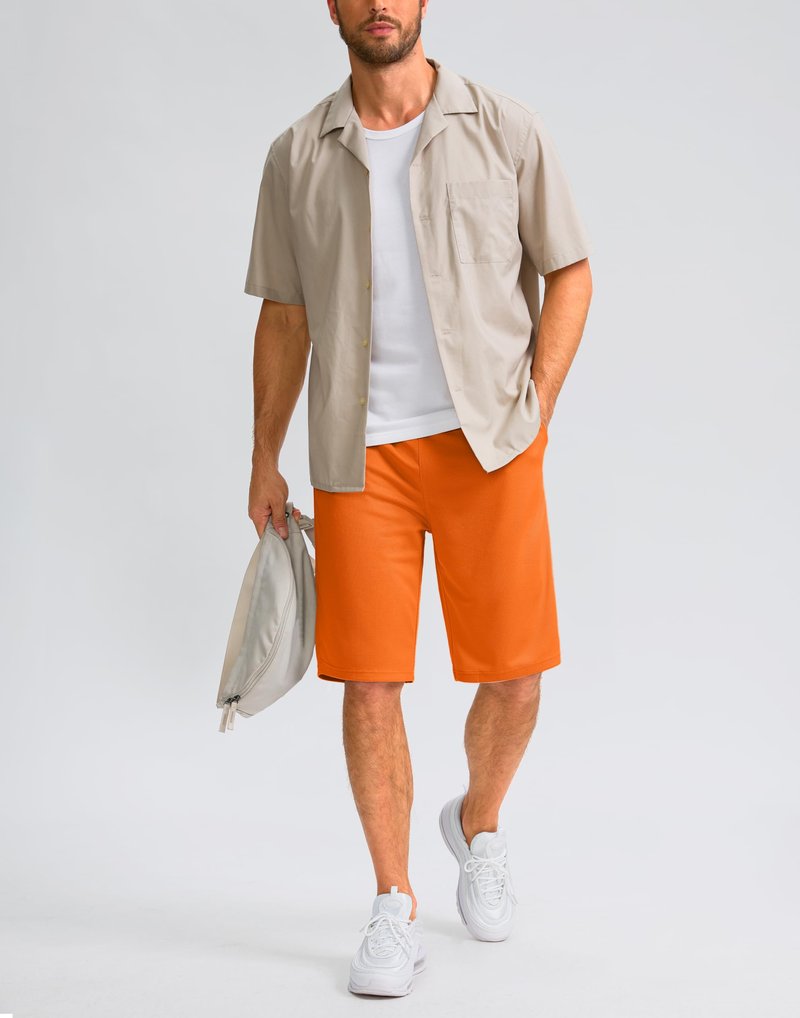 G Gradual Men's Athletic Shorts with Pockets 9" / 11" Long Basketball Shorts Lightweight Quick Dry Gym Workout Shorts for Men(Orange,XXL)